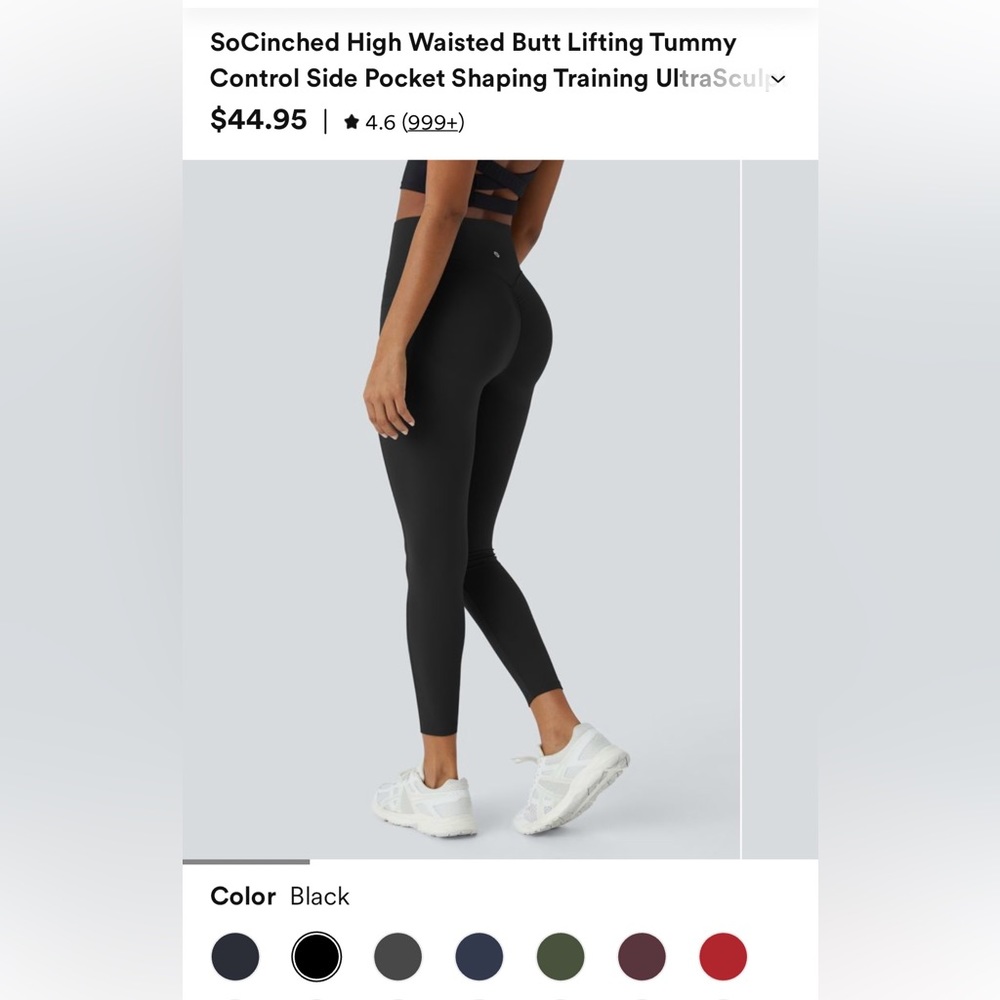Halara SoCinched High Waisted Butt Lifting Tummy Control Side pocket